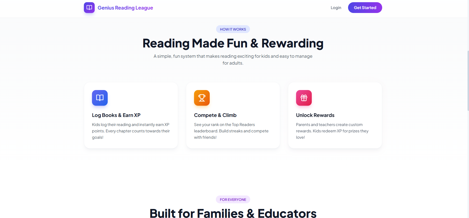 Genius Reading League screen 2